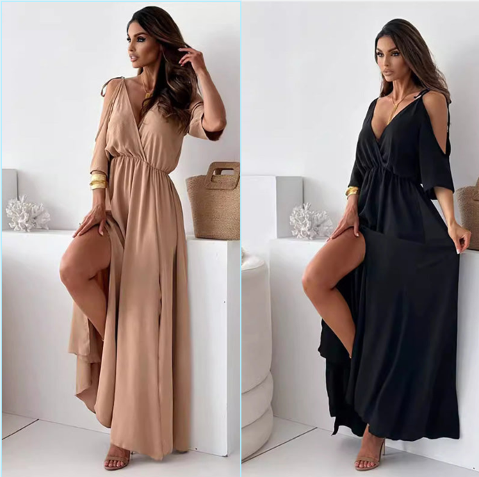ISABELLA | Elegant Dress with Side Split and V-Neck for a Flattering and Feminine Style