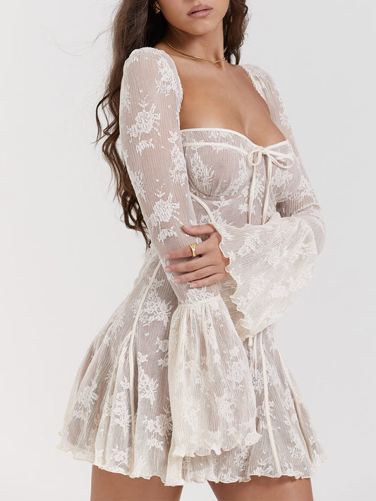 Vintage cream-colored corset dress