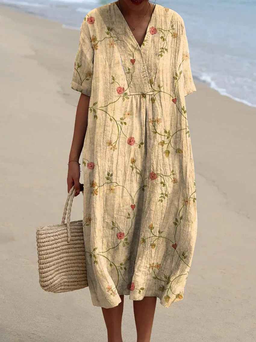 Sammy - Vintage Floral Art Flowy Casual Dress