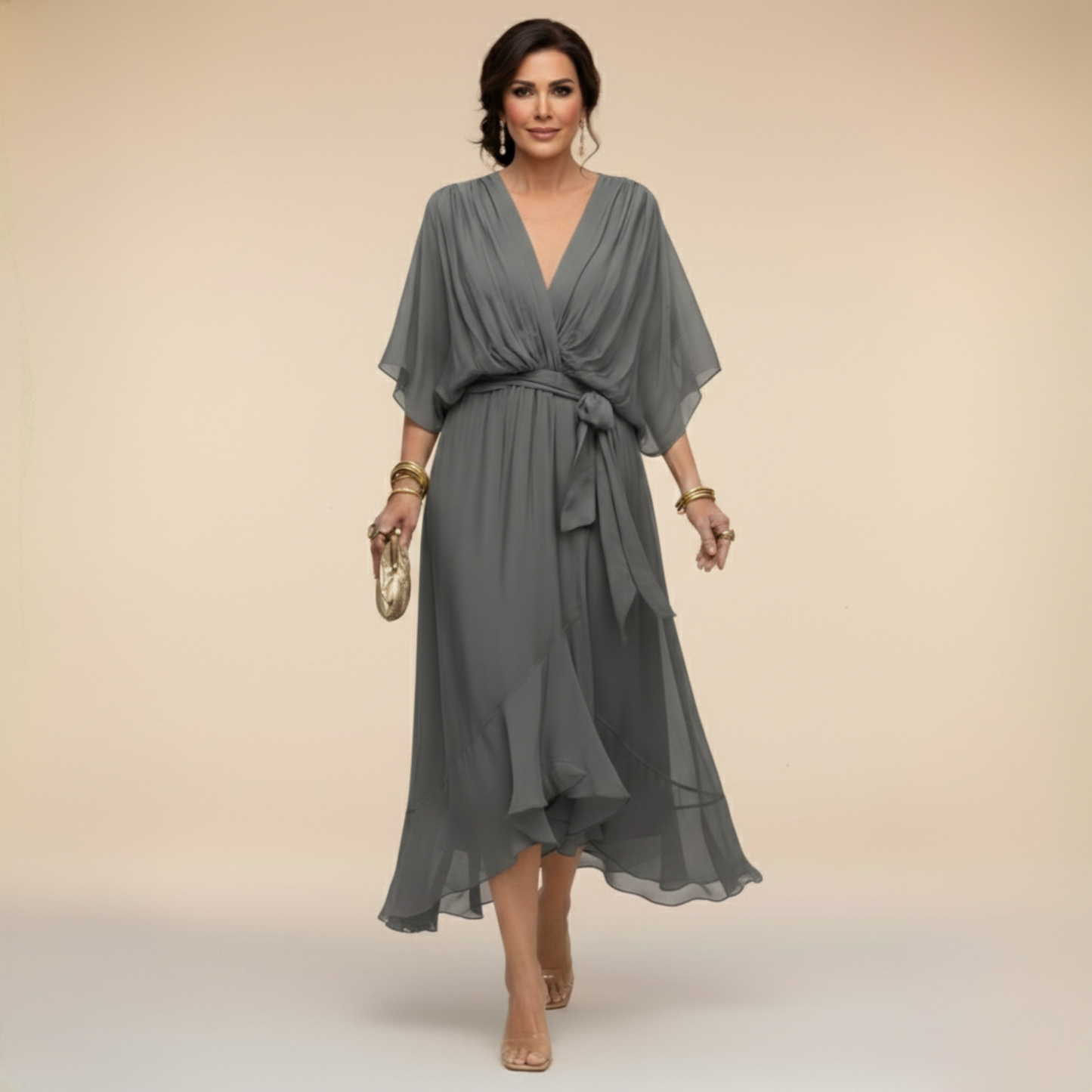 LOTTIE | Elegant V-Neck Dress for Timeless Class