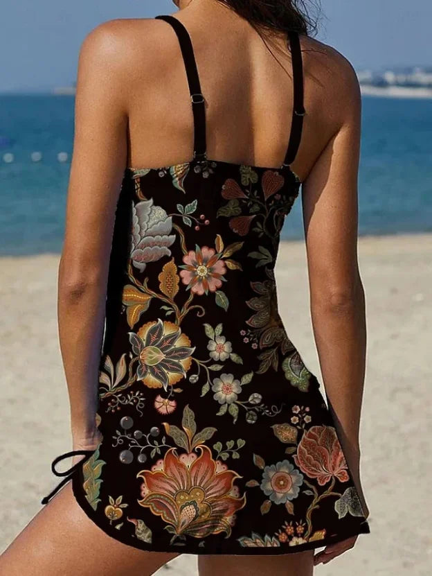 Fiesta – Graphic Floral Tankini with Shorts, Tummy Control Effect