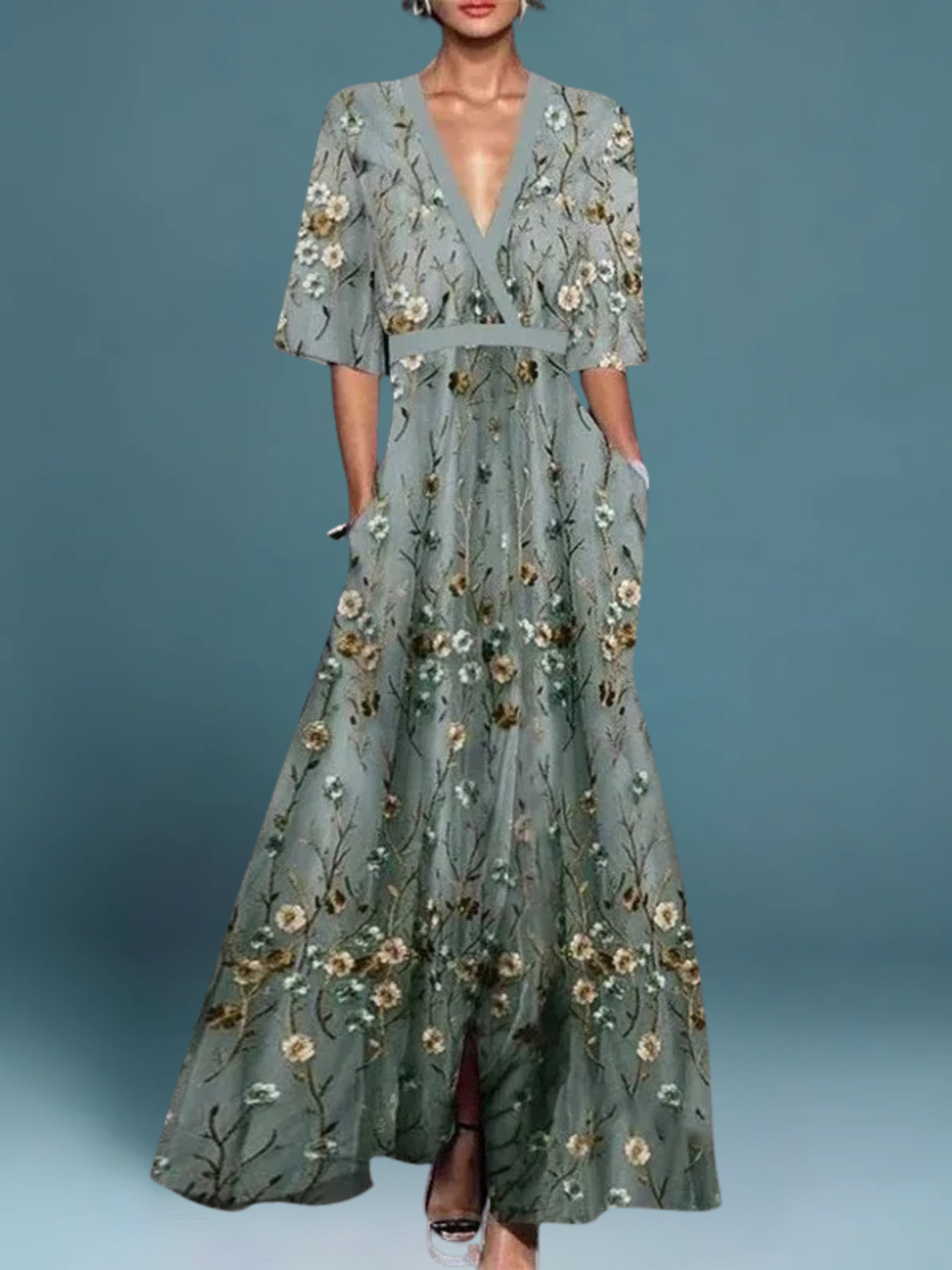 FLORENCE | Long Floral Dress Chic and Refined