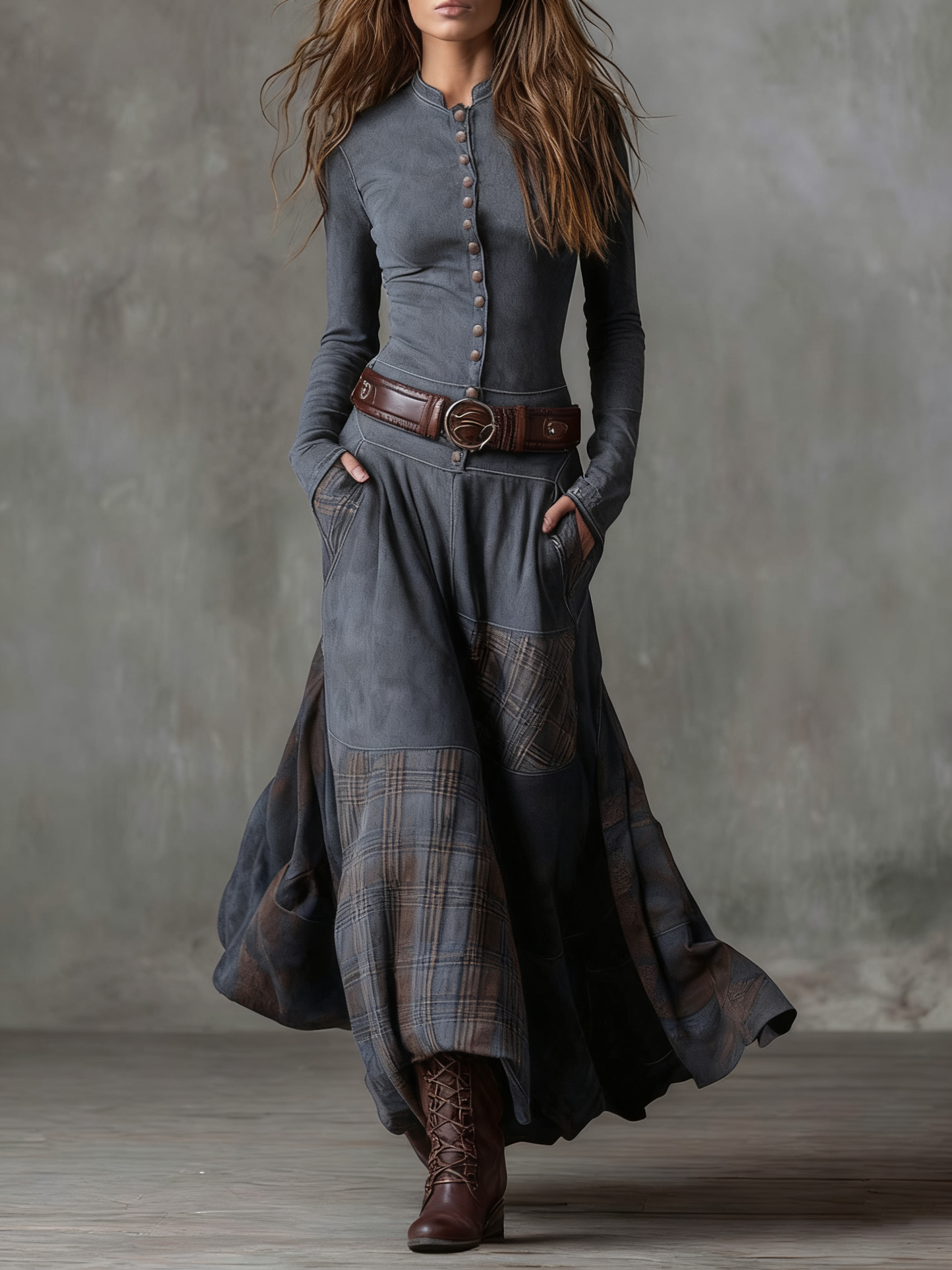 NOOR™ | Maxi Dress with Waist Accent and Vintage Bohemian Look
