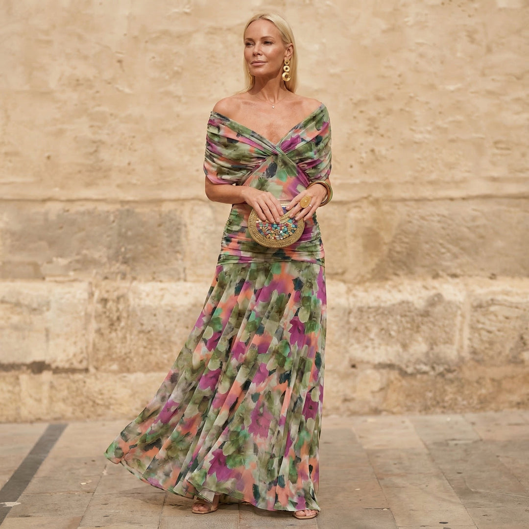 Kelsey | Elegant Multicolored Pleated Dress