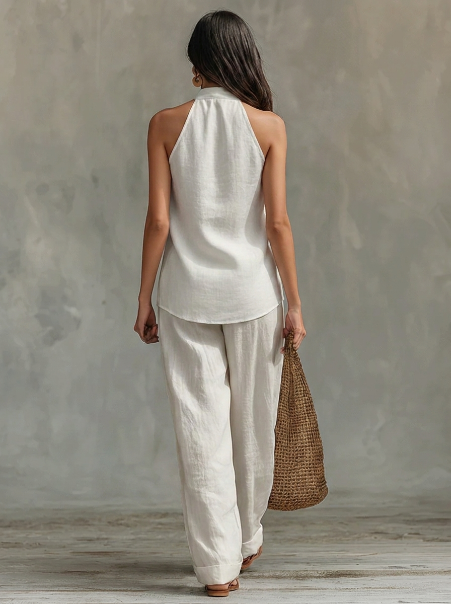 Zoey || Sleeveless Set with Wide Pants