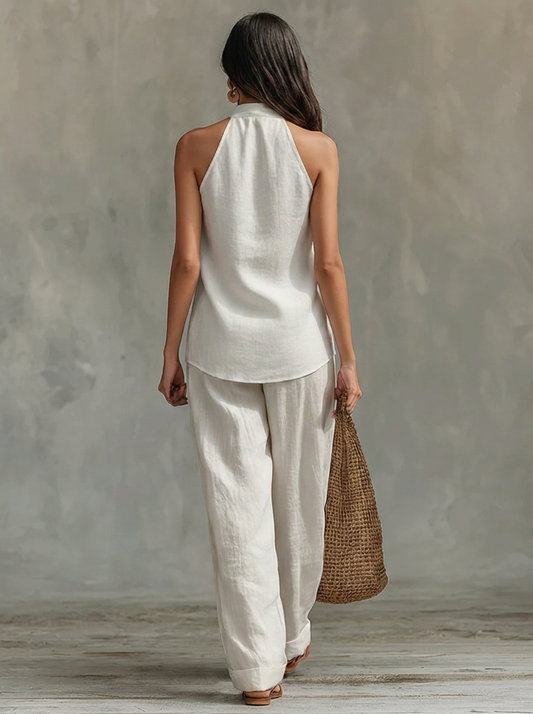 Zoey || Sleeveless Set with Wide Pants