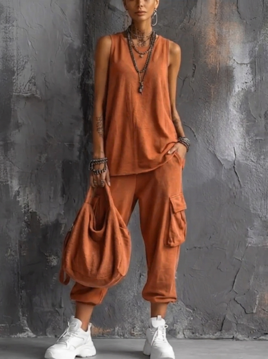SAWYER | Casual Two Piece Set with Tank Top and Cargo Joggers for Effortless Urban Style