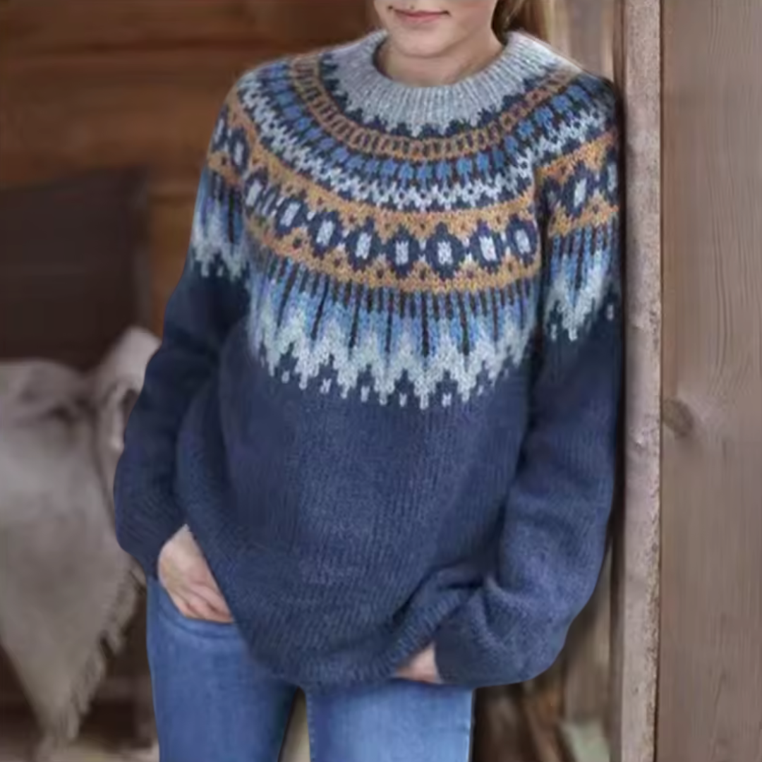 Freya – Winter Sweater with Nordic Design on the Shoulders