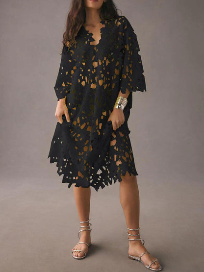 Midi beach dress with lace wrap