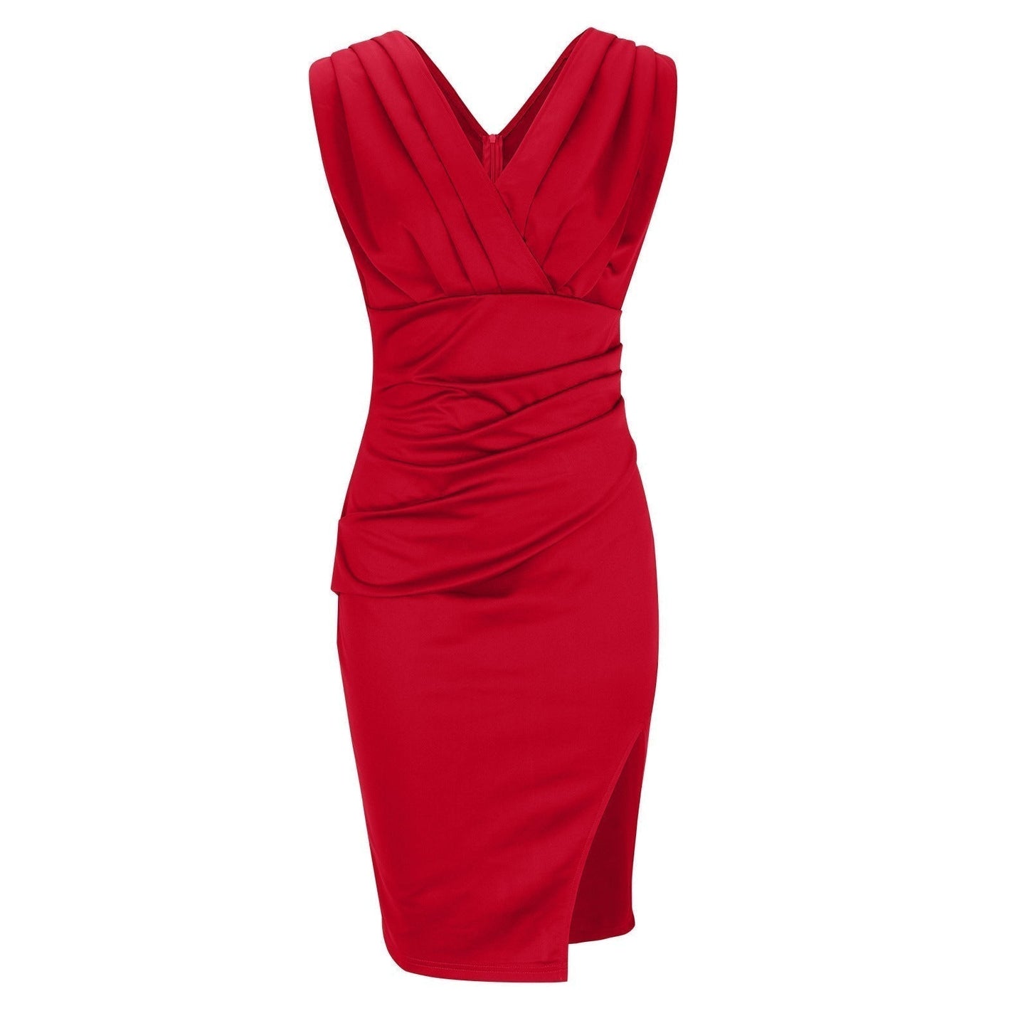 Isa | Elegant Dress with V-Neck and Chic Split