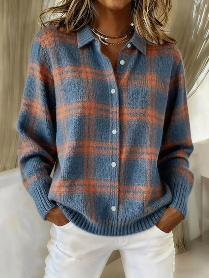Victoria | Retro Check Casual Sweater with Contrast