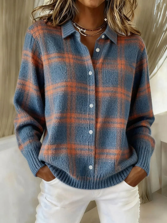 Victoria | Retro Check Casual Sweater with Contrast