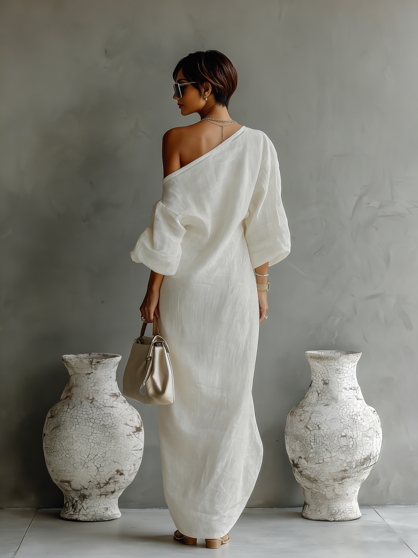 Ivory Dress Off-Shoulder