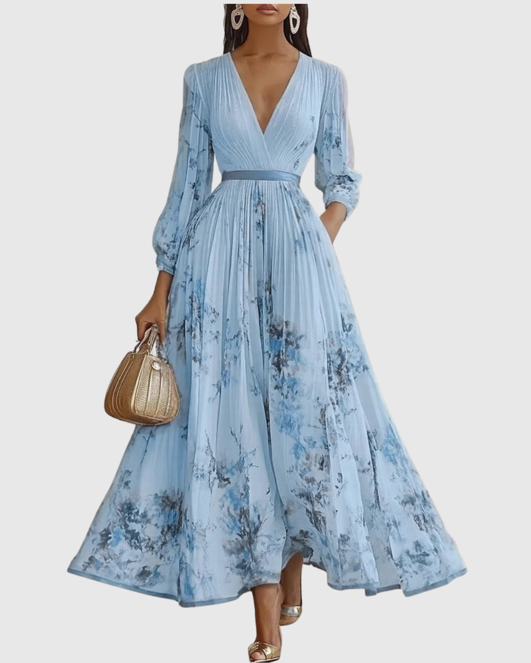ROWELLA | Elegant Pleated Maxi Dress