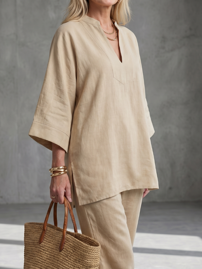 Georgiana | V Neck Tunic Gathered Trouser Set