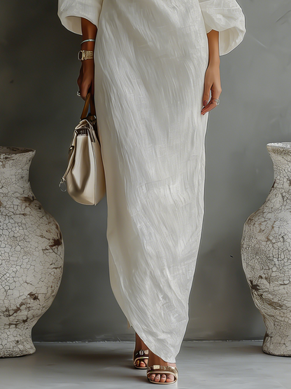 Ivory Dress Off-Shoulder
