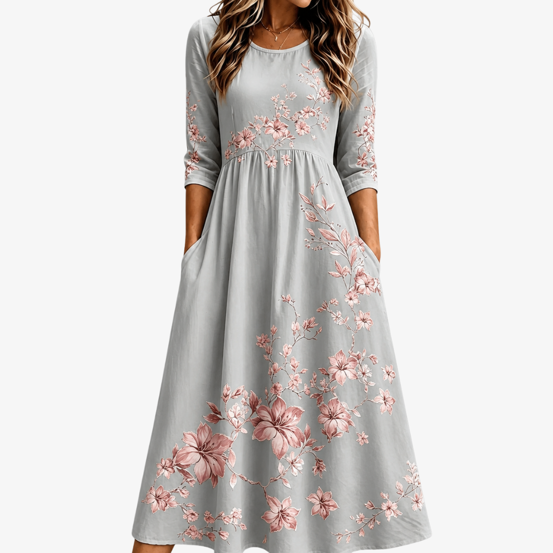 Silver Blossom Retreat Midi Dress