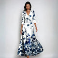 ELIN | Elegant Wrap Dress with Floral Splendor and Flattering Silhouette