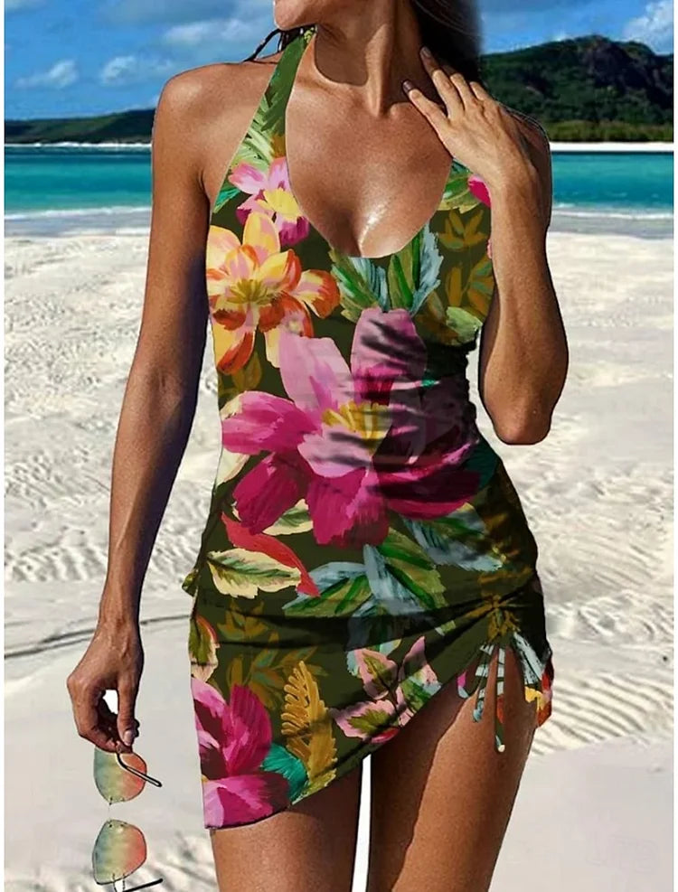 Fiesta – Graphic Floral Tankini with Shorts, Tummy Control Effect