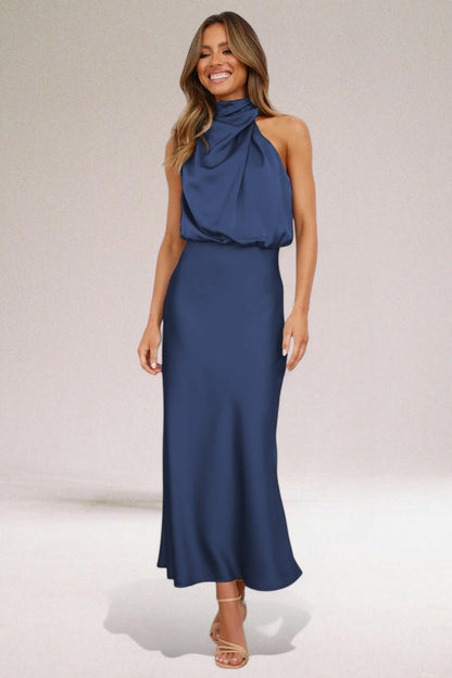 VALENTINA | Elegant Satin Dress with Refined Details