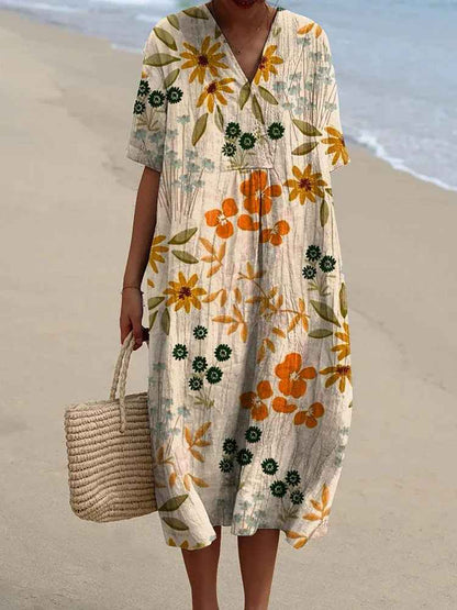 Sammy - Vintage Floral Art Flowing Casual Dress