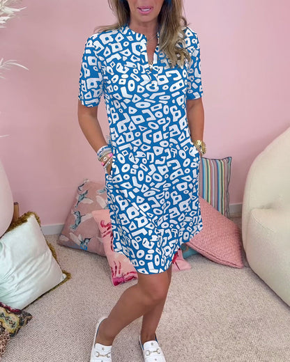MALIA | Casual Summer Dress with Round Neck and Original Printed Pockets
