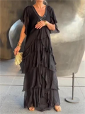 SAVANE | Long Flowing Dress with Elegant V-Neck
