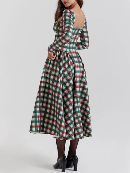 Red tartan midi corset dress
