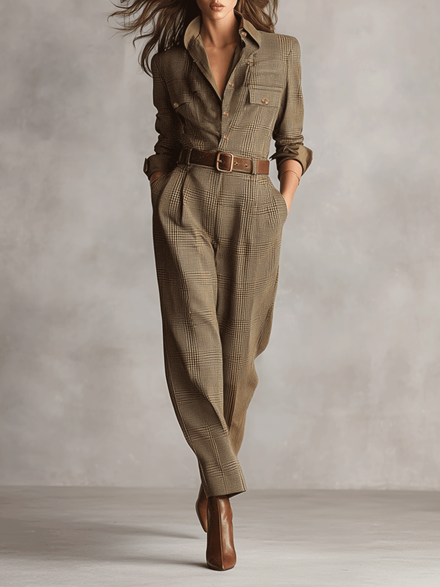 Covia™ | Checkered Jumpsuit with Sophisticated Details