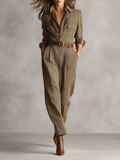 Covia™ | Checkered Jumpsuit with Sophisticated Details