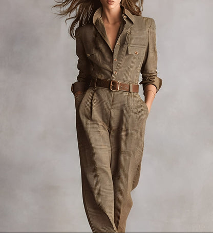 Covia™ | Checkered Jumpsuit with Sophisticated Details