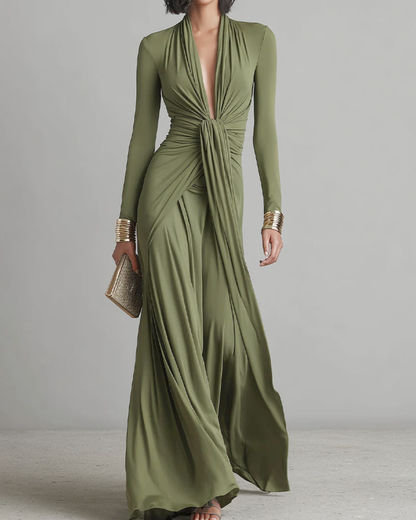 Valentina · Maxi dress with V-neck and ruffle details