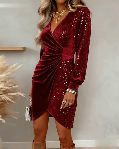 Emilia | Festive Midi Dress with V-neck