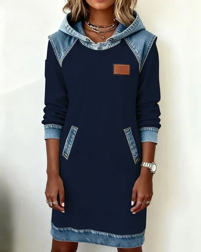 Alexa | Cozy Contrast Hooded Dress