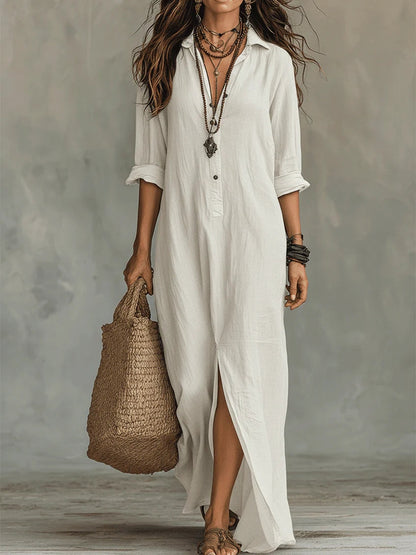 Selene | Loose Maxi Dress with Buttons