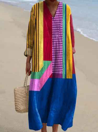 Lola - Retro Geometric Print Dress
