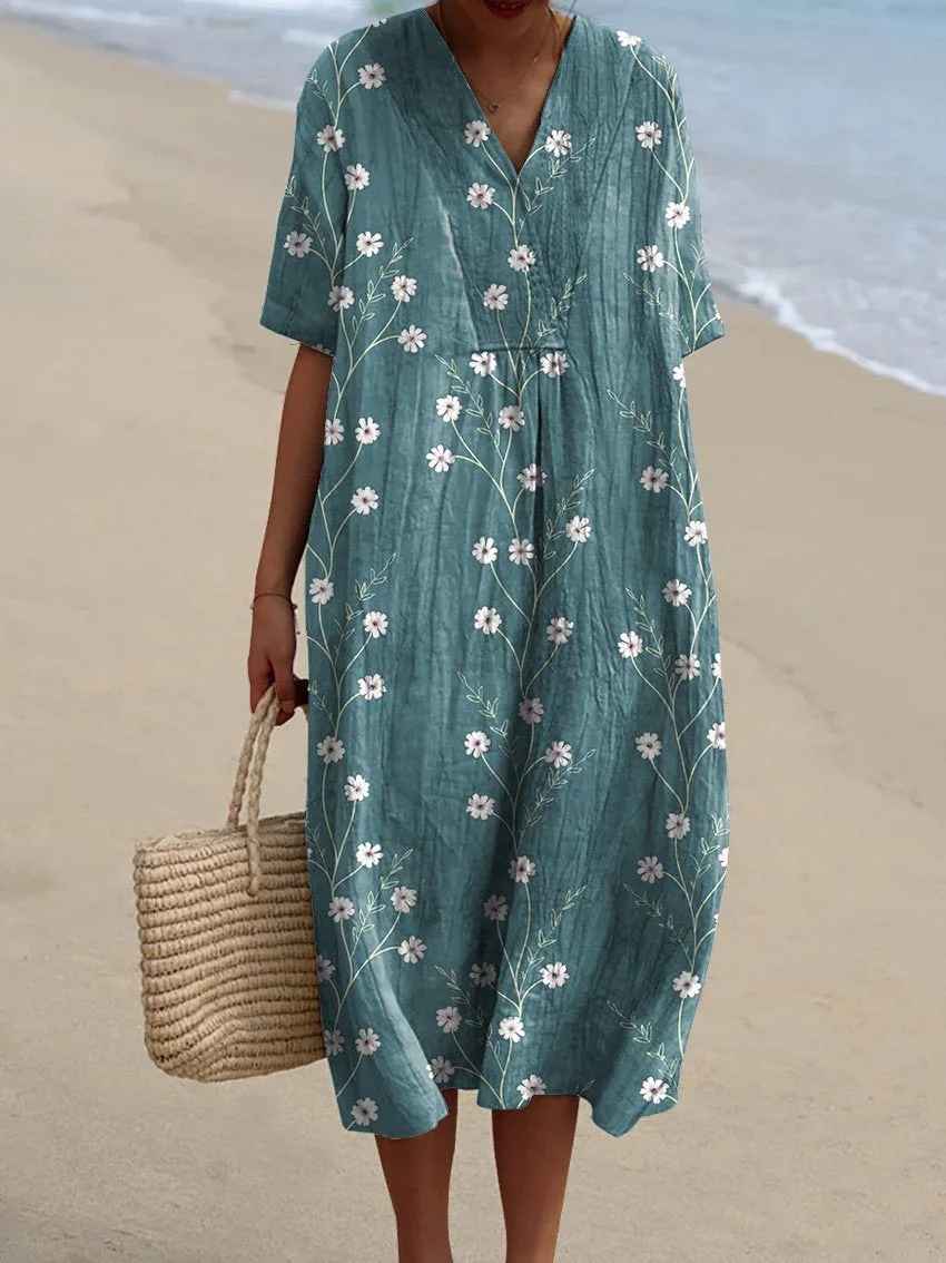 Sammy - Vintage Floral Art Flowing Casual Dress
