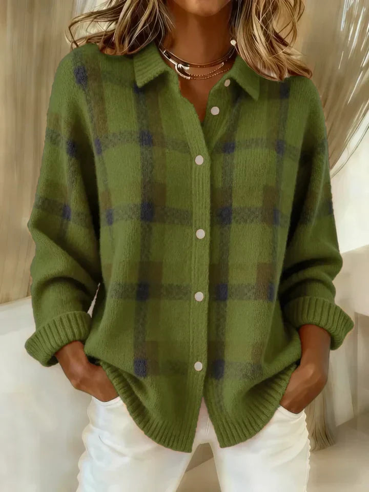Victoria | Retro Check Casual Sweater with Contrast