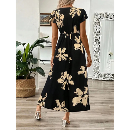 CLARA | Floral Maxi Dress with Wrap V-Neckline for Elegant Everyday Wear