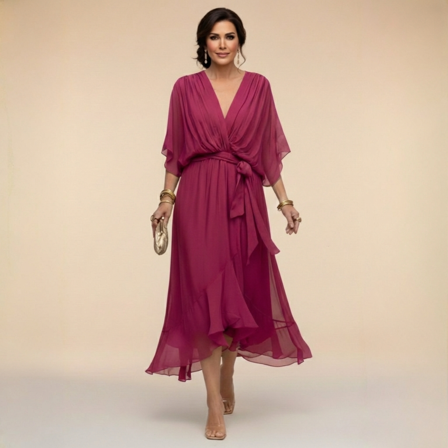 LOTTIE | Elegant V-Neck Dress for Timeless Class