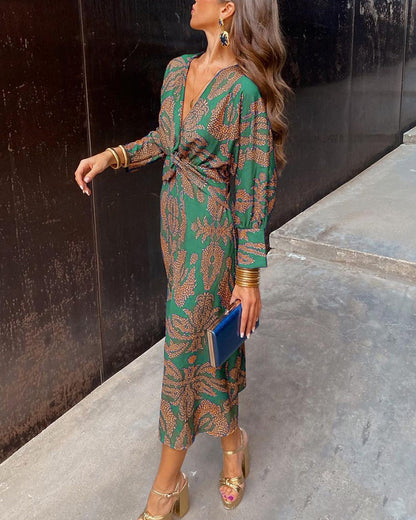 Isadora | Elegant Midi Dress with Delicate Print