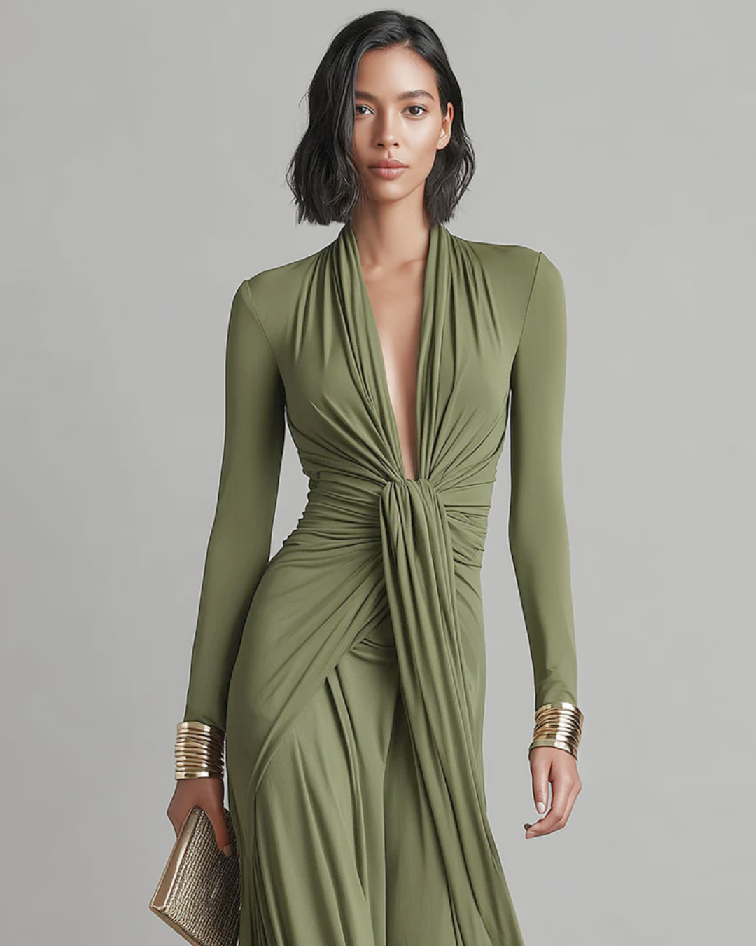 Valentina · Maxi dress with V-neck and ruffle details