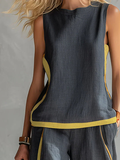 Elisa | Fluid Two-Piece Set with Contrast Details