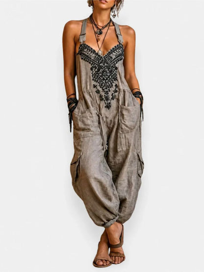 RILEY | Embroidered Harem Jumpsuit with Effortless Boho Ease