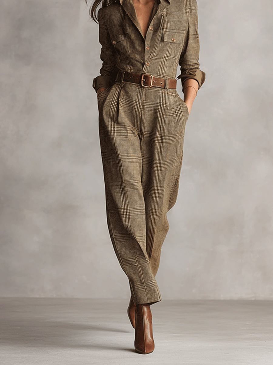 Covia™ | Checkered Jumpsuit with Sophisticated Details