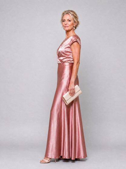 Samouse | Cap Sleeve Wrap Bodice Maxi Dress