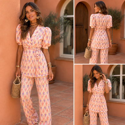 Araceli™ | Printed Set with Blazer and Flared Pants