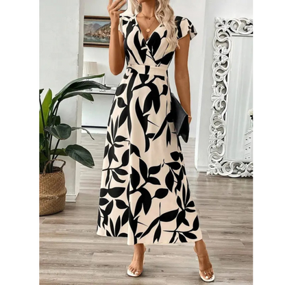 CLARA | Floral Maxi Dress with Wrap V-Neckline for Elegant Everyday Wear