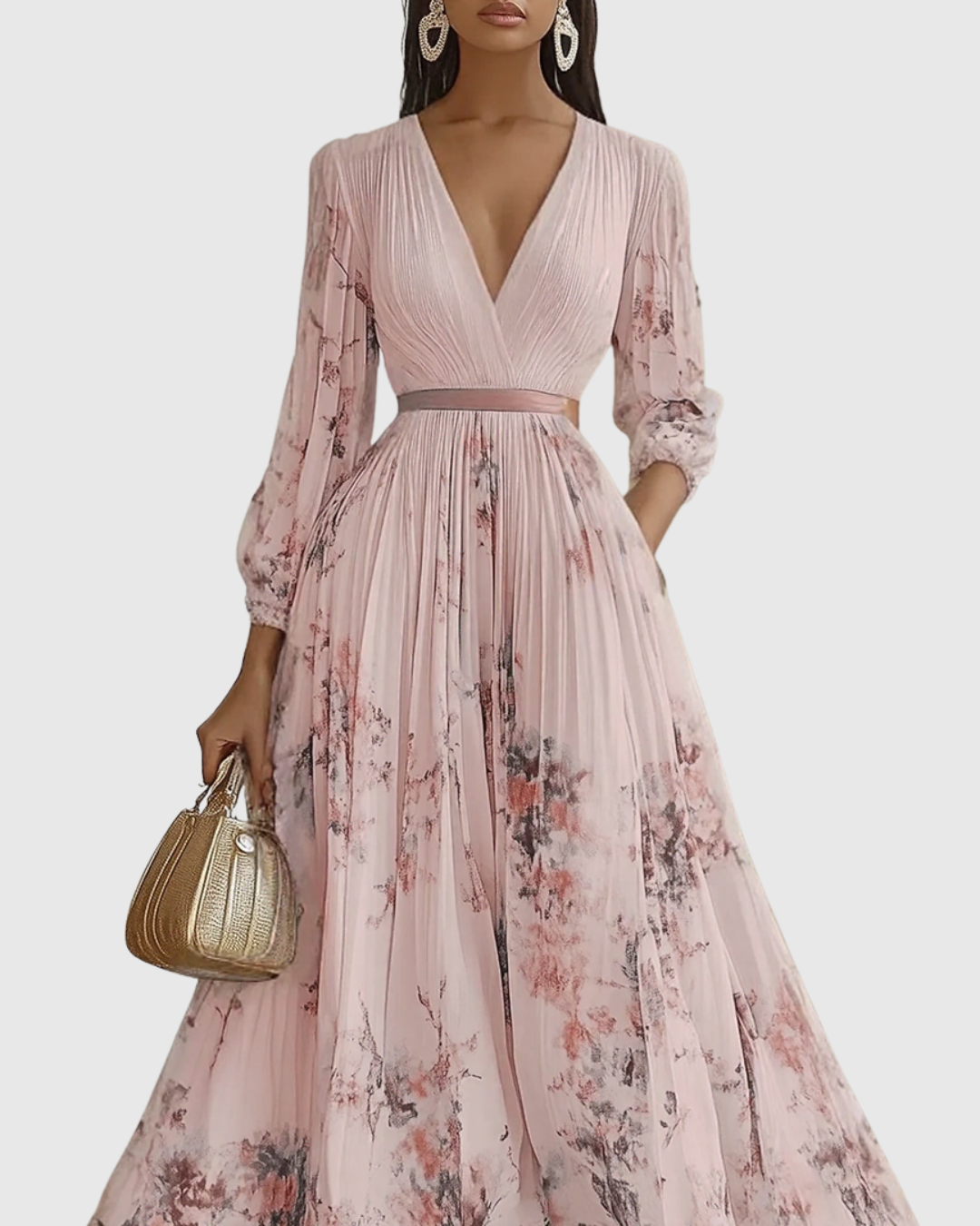 ROWELLA | Elegant Pleated Maxi Dress