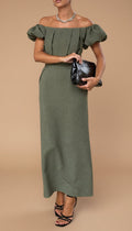 JASMIN | Elegant Midi Dress with Accentuated Waist and Timeless Evening Style